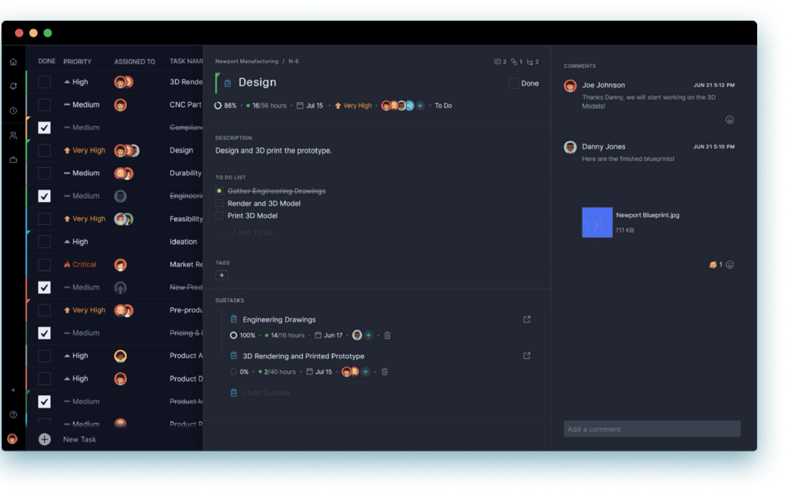 ProjectManager's WBS software allows you to create dynamic task lists